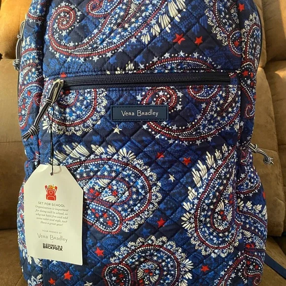 ? Vera Bradley Quilted Backpack NWT “Fireworks Paisley” Shop Vera Bradley Iconic Campus Backpack in F – Luggage Factory main image 3